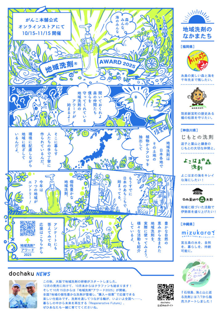 がんこ本舗, 海へ…, 地域洗剤, 地域循環共生圏, Regenerative Future, エコ洗剤, サステナブルライフ, アロマ, SDGs, 環境活動